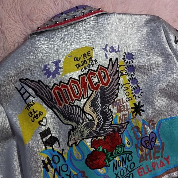 Azalea Wang Femi luxury designer graphic punk jacket! "Phoenix" moto sold out! - Picture 7 of 14